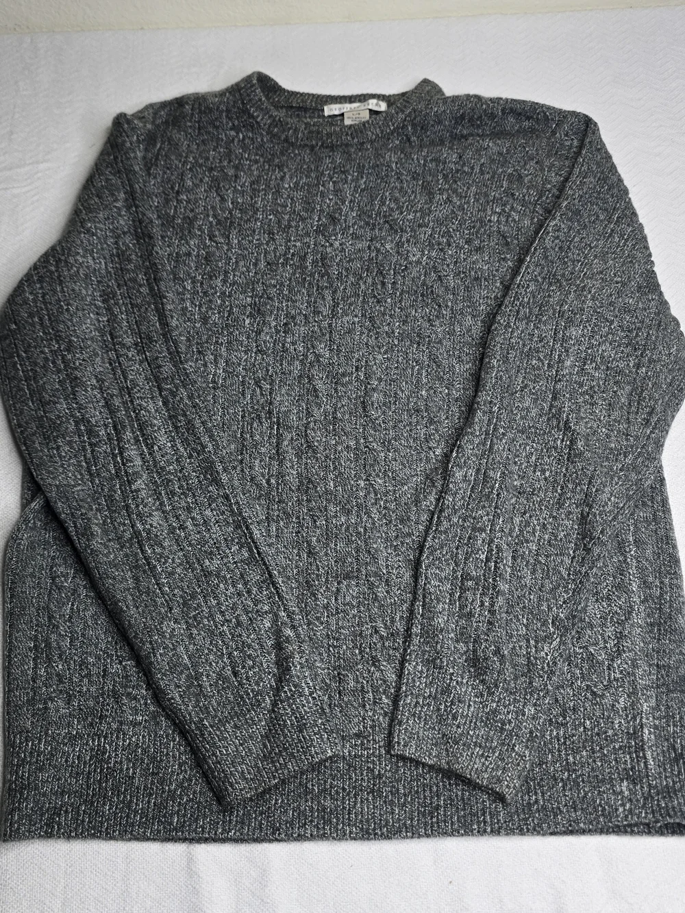 Geoffrey Beene Men's Gray Cable Knit Sweater Size Large Crew Neck